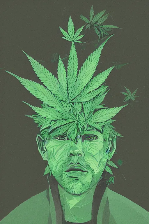 Image similar to marijuana profile picture by sachin teng, miami, organic painting, asymmetrical, green, marijuana smoke, matte paint, hard edges, energetic, 3 d shapes, smoke
