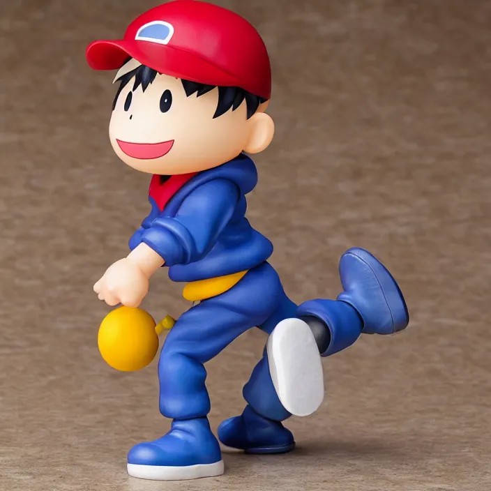 Image similar to Ness, a GOODSMILE figure of Ness from Earthbound, figurine, detailed product photo,