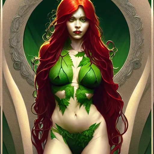 Prompt: symmetry!! intense fanart of poison ivy, intricate, elegant, highly detailed, my rendition, digital painting, artstation, concept art, smooth, sharp focus, illustration, art by artgerm and greg rutkowski and alphonse mucha