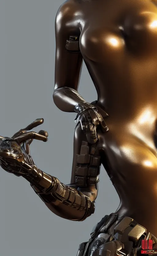 Image similar to black widow, bronze statue, unreal engine, high detailed