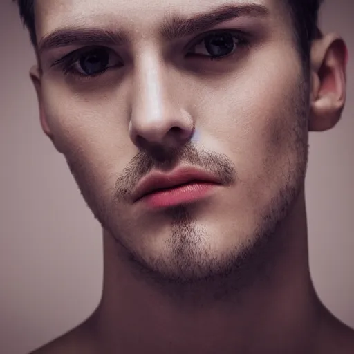 Prompt: Photo of a man ,pretty make up, bold, self confidence, cinematic, focus