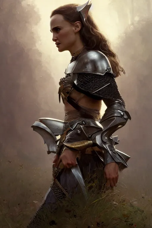 Image similar to natalie portman, legendary warrior, heroic, lord of the rings, tattoos, decorative ornaments, battle armor, by carl spitzweg, ismail inceoglu, vdragan bibin, hans thoma, greg rutkowski, alexandros pyromallis, perfect face, fine details, realistic shading photorealism