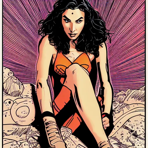 Image similar to portrait of gal gadot, by laurie greasley and james stokoe