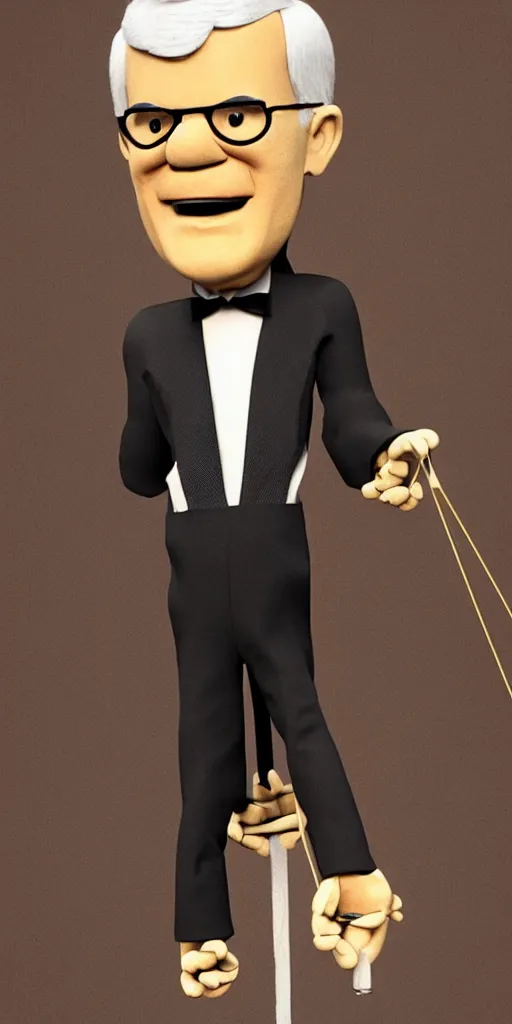 Image similar to Steve Martin as a marionette, 3d rendered style