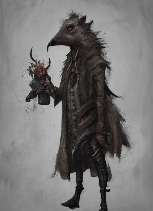 Image similar to detailed full body concept art illustration, dark soft focus, plague style oil painting on canvas of an anthropomorphic capybara cowboy plague doctor in full intricate clothing, biomutant, dystopian, micro detail, octane render, 4K