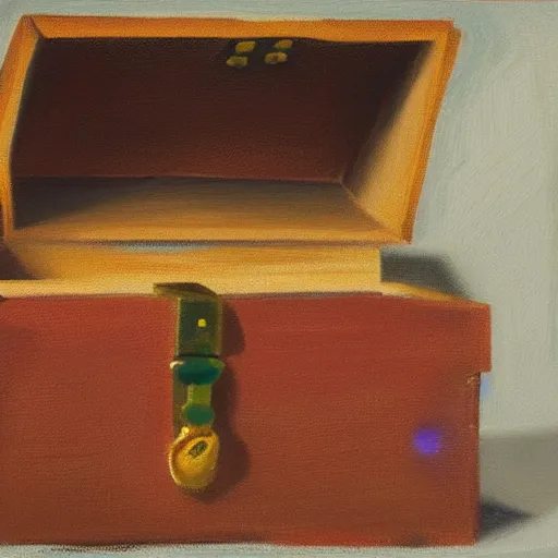 Image similar to stabilityai and openai keeping the secret model inside a treasure chest, oil canvas