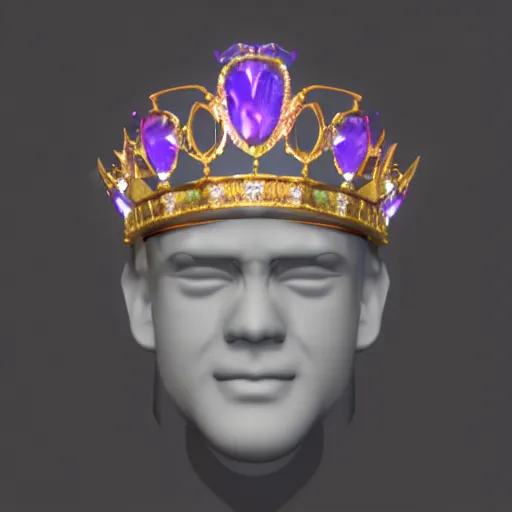 Image similar to precious gemstone that shaped like a face wearing a crown, 3 d render