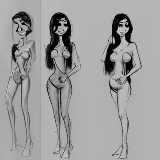 Image similar to milt kahl sketch of victoria justice with kim kardashian body