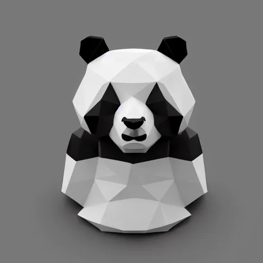 Image similar to a low poly isometric render of a panda, white background