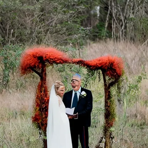 Image similar to wedding ceremony with a red fox as the bride