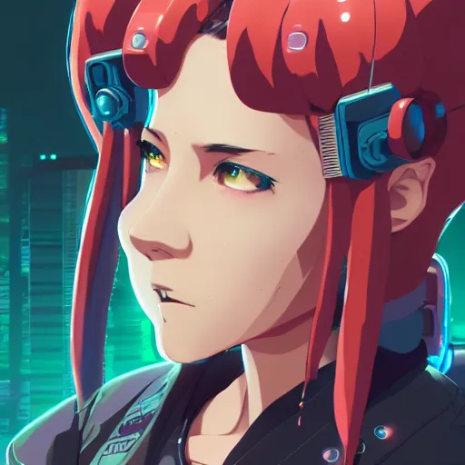 Image similar to portrait of a cyberpunk tattooed barmaid, anime, artstation, anime style, elegant, highly detailed, digital painting, concept art, smooth, sharp focus, illustration, art by studio ghibli, fujita goro, atey ghailan, tom whalen, jean giraud 8 k