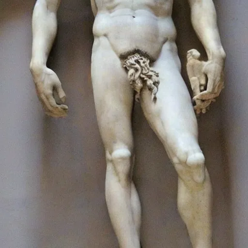 Prompt: Michelangelo's David with more body hair