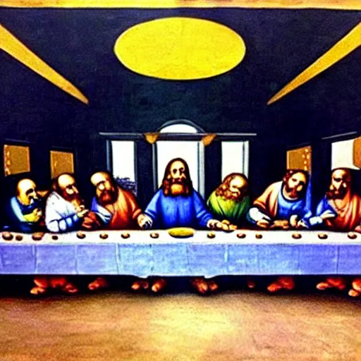 Image similar to minions, the last supper painting by leonardo da vinci