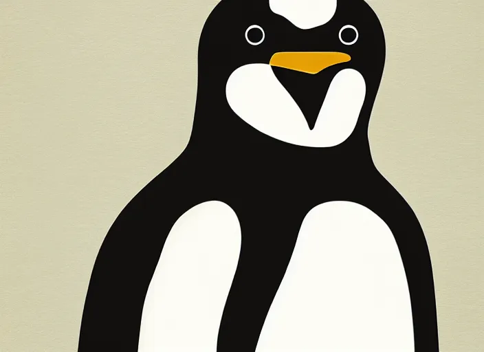 Image similar to portrait of a penguin doing penguin things,Karolis Strautniekas, editorial illustration, detailed, art deco, Mads Berg, matte print