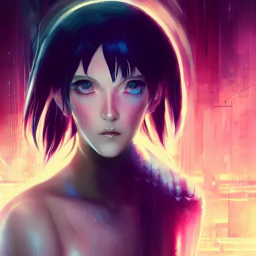 Image similar to kerli koiv, ghost in the shell, bladerunner, character portrait, sharp, digital matte painting, anime key art by yoshitaka amano, greg rutkowski, wlop, dramatic lighting, trending on artstation