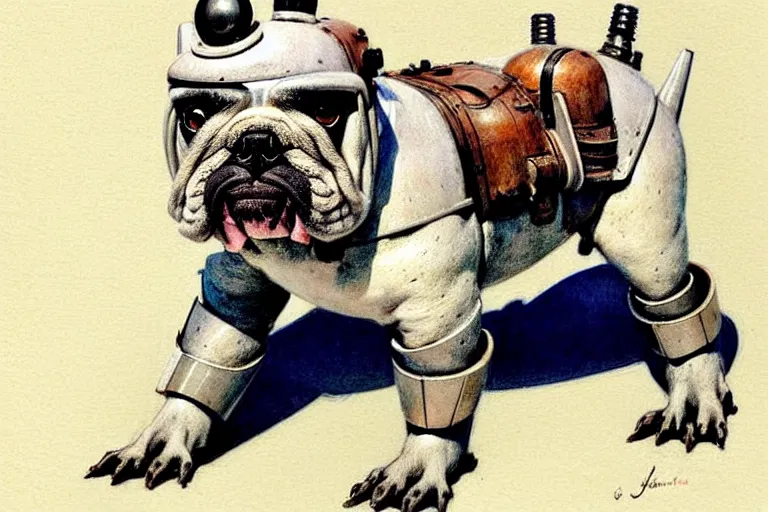 Image similar to ( ( ( ( ( 1 9 5 0 s retro future robot bulldog. muted colors. ) ) ) ) ) by jean - baptiste monge!!!!!!!!!!!!!!!!!!!!!!!!!!!!!!