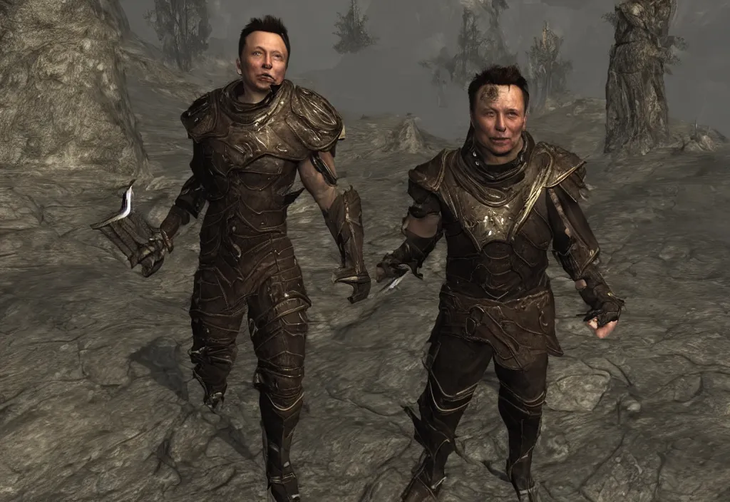 Prompt: elon musk as a skyrim character, elon musk in skyrim, cinematic, detailed