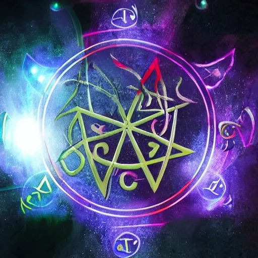 Image similar to Magical runes like a spell from FLYFF whirling above a magicians head.