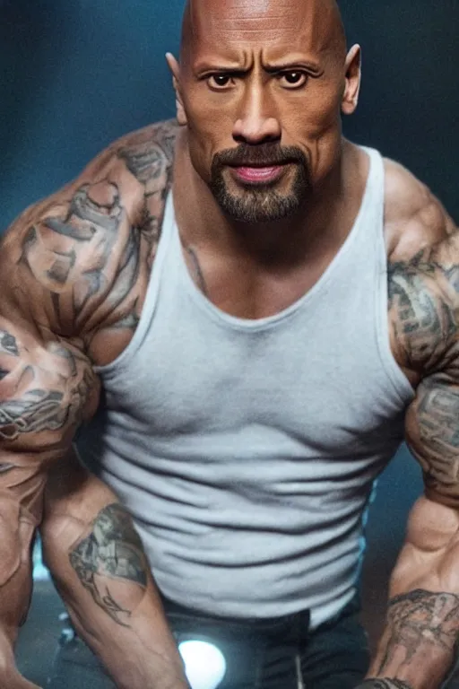 Prompt: dwayne johnson as mon laferte, movie still