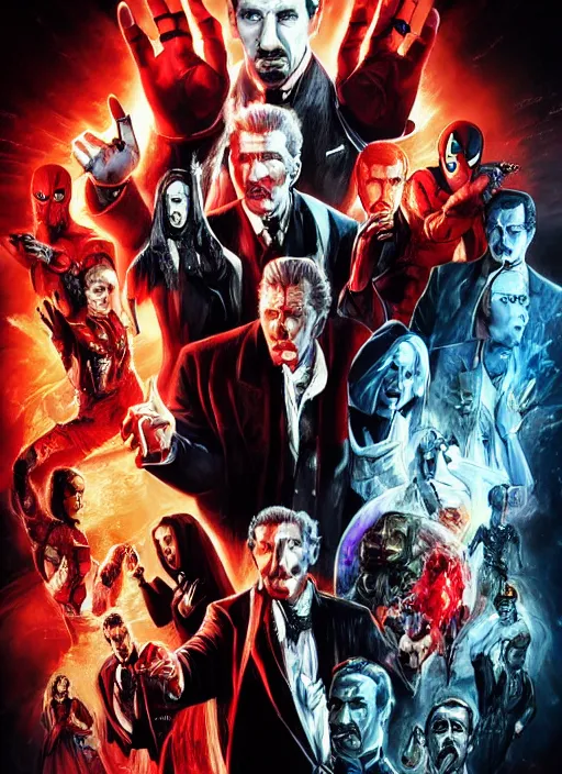 Image similar to a key visual of vincent price in the marvel cinematic universe, official poster artwork, movie poster, highly detailed