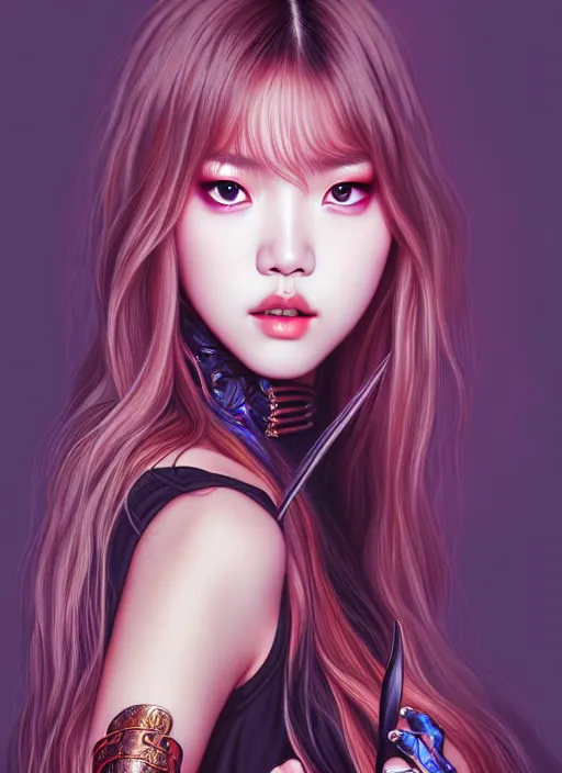 Image similar to lalisa manoban of blackpink, grim reaper costume, tarot card, highly detailed, digital painting, smooth, sharp focus, illustration, ultra realistic, 8 k, art by artgerm and alphonse mucha