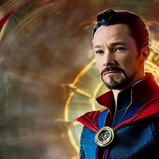 Image similar to film still of Joseph Gordon Levitt as doctor strange in new avengers film, 4k