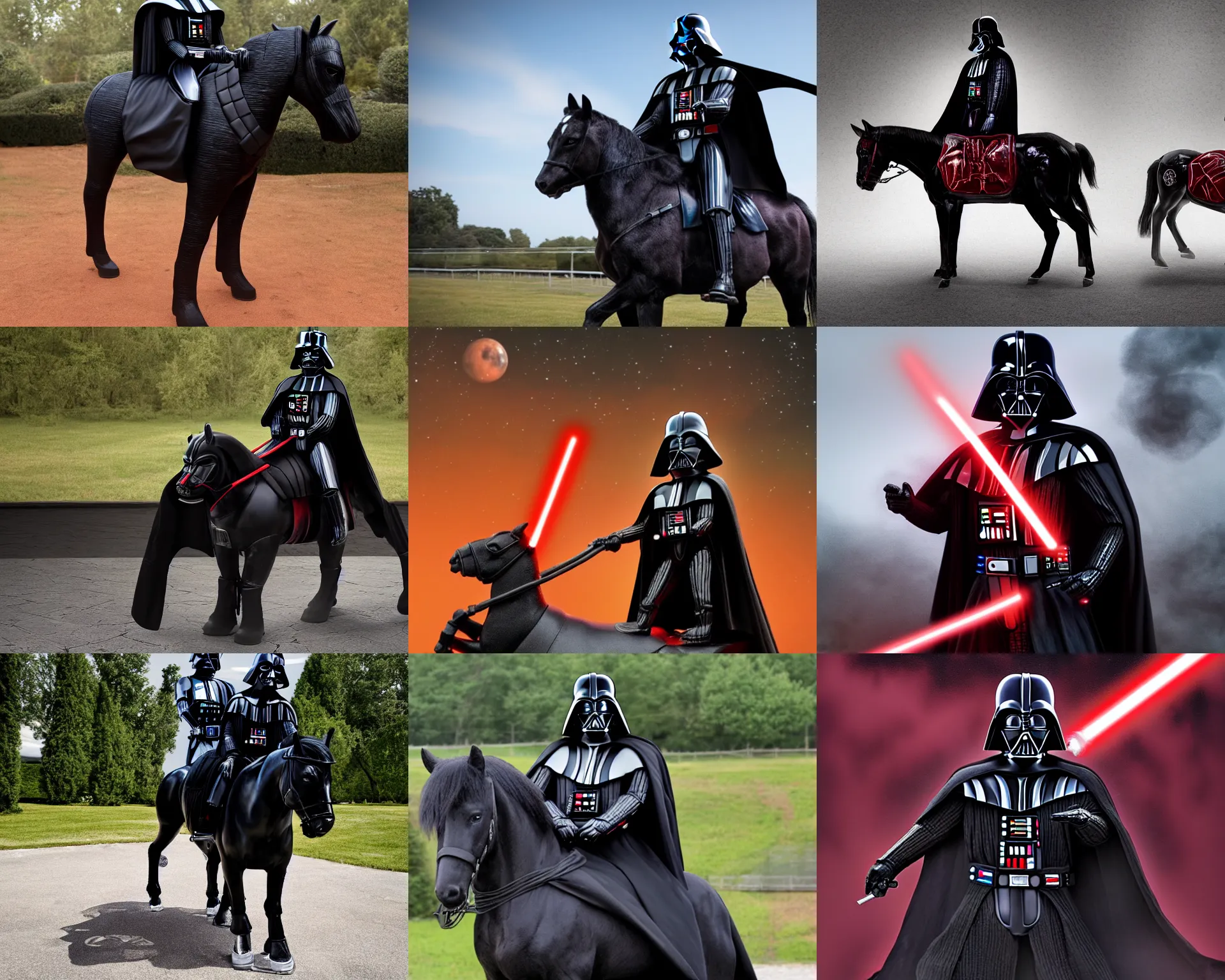 Prompt: darth vader rides a pony 8 k