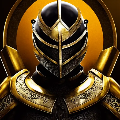 Prompt: knight soldier wearing ebony gold armor and horned helmet, detailed digital artwork, symmetrical, highly detailed, warm background lighting, highly accurate, deep aesthetic, 8 k, highly ornate intricate details, cinematic lighting, rich colors, ray tracing, hyperrealistic, photorealistic, cinematic landscape, trending on artstation,