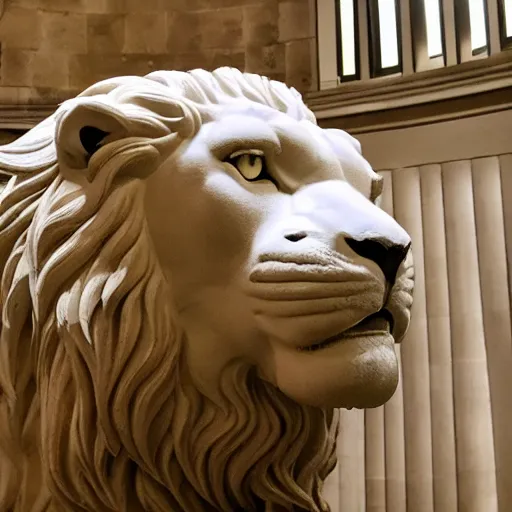 Image similar to Hercules with white lion head statue well lit in museum