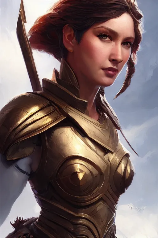 Image similar to amazon valkyrie athena, d & d, fantasy, portrait, highly detailed, headshot, digital painting, trending on artstation, concept art, sharp focus, illustration, art by artgerm and greg rutkowski and magali villeneuve