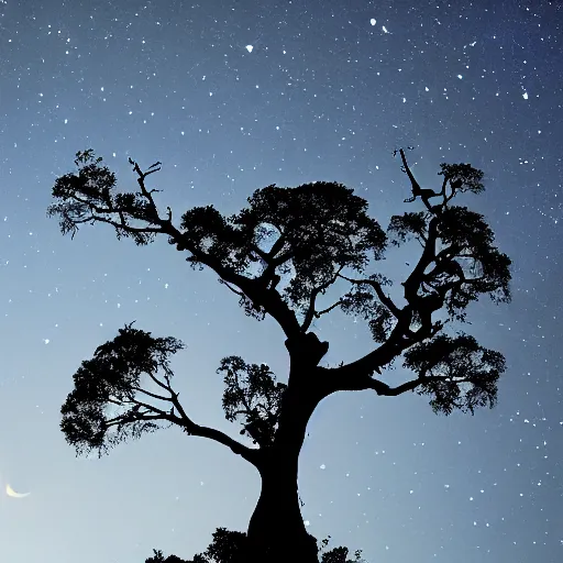 Image similar to the moon growing on a tree like a fruit