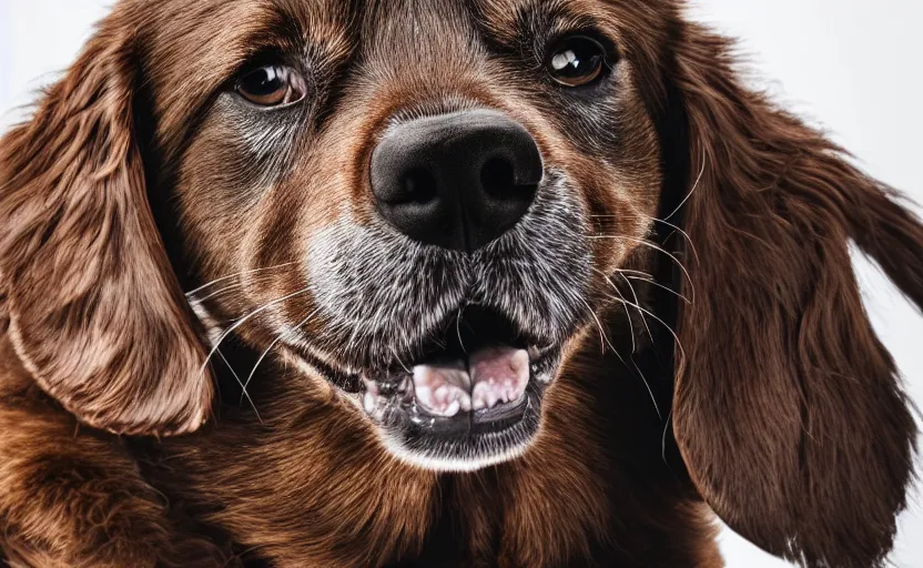 Prompt: studio photography of a dog, detailed face, 8 k