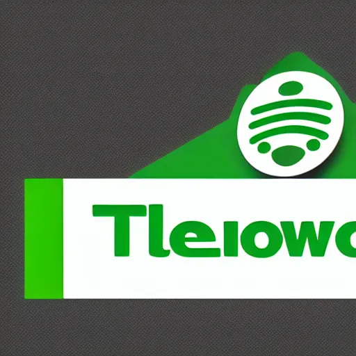 Image similar to a logo with the word Telework, high definition, dark green background, a laptop icon, wifi icon, clear font