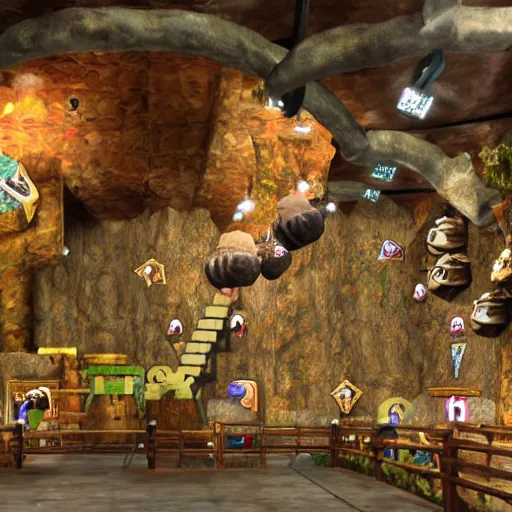 Image similar to Donkey Kong in a beautiful mine, with crystals on the walls.