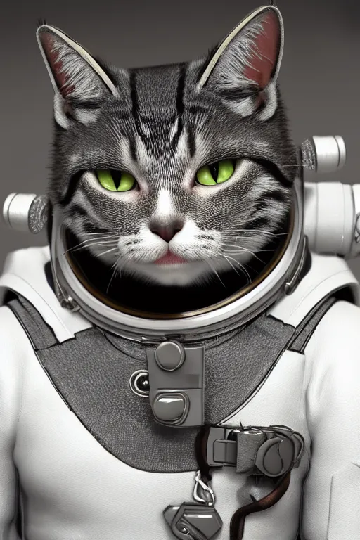 Prompt: cat in a spacesuit, highly detailed face, photorealistic, trending on artstation