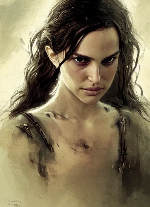 Image similar to young natalie portman, legendary warrior, fighter, lord of the rings, tattoos, decorative ornaments, battle armor, carl spitzweg, ismail inceoglu, vdragan bibin, hans thoma, greg rutkowski, alexandros pyromallis, cute, perfect face, detailed, sharply focused, centered, rule of thirds, photorealistic shading