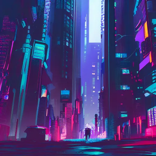 Image similar to Cyberpunk City, background art, Lucas Arts Adventure