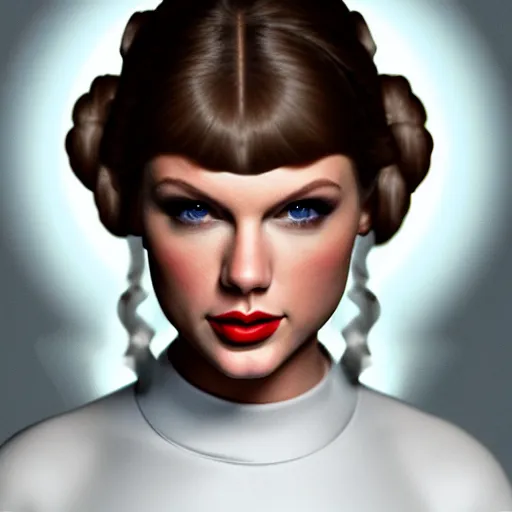 Image similar to Portrait of Taylor Swift as Princess Leia in Star Wars, professional digital painting, smooth, sharp focus, Unreal Engine 5, 8K