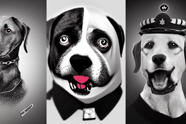 Image similar to dogs with human dictators faces by carlos botelho