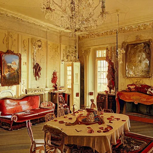 Image similar to interior of a mansion made out of meat