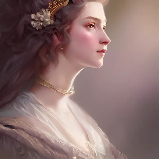 Image similar to beautiful & natural Sidney Sweeney as a 1700s princess by Artgerm and Greg Rutkowski, intricate, elegant, highly detailed, digital painting, artstation, concept art, smooth, sharp focus, illustration,