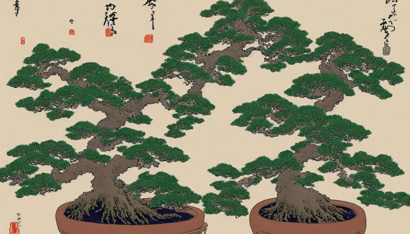 Image similar to bonsai hokusai