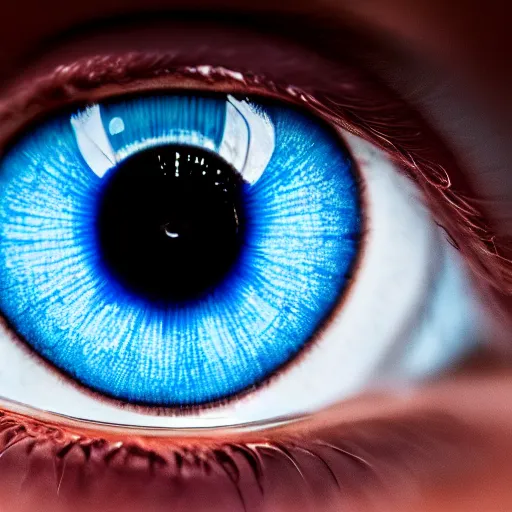 Prompt: A close up shot of eye, blue iris realistic 4k athmospheric ultra HD