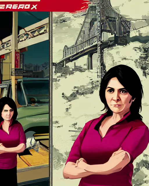 Image similar to leni robredo in gta v game box art by stephen bliss no text, detailed cover artwork, gta v, gta v loading screen