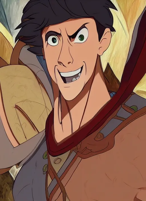 Image similar to official digital painting artwork of a male warrior character by don bluth, ross tran and studio ghibli.