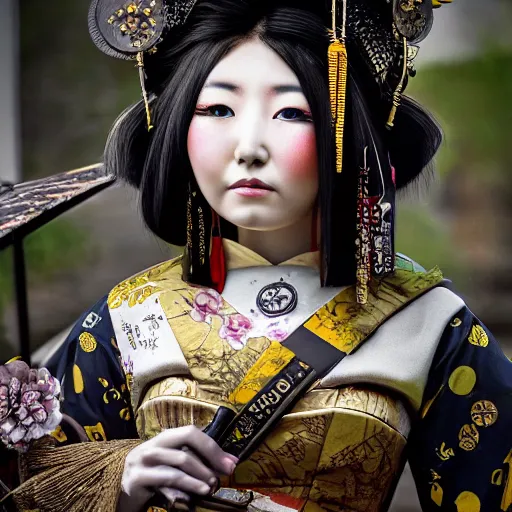 Image similar to hi resolution geisha portrait yasutomo oka steampunk 8 k ultrarealistic