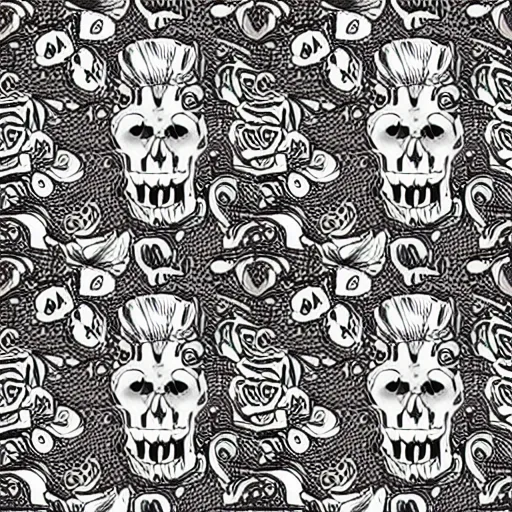 Image similar to old school, retro vintage doodle tattoo seamless pattern. rose, skull, knife. - h 6 4 - w 8 9 6