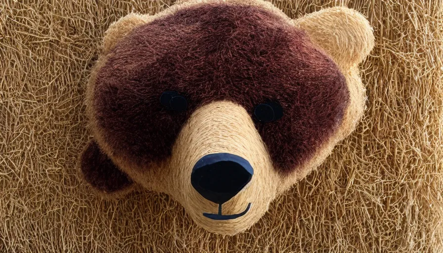 Prompt: a bear made sculpted from straw and jelly, 4k photography award winning,