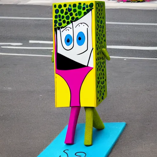 Image similar to doodlebob 1970s street performer, 4k, abstract surrealism masterpiece