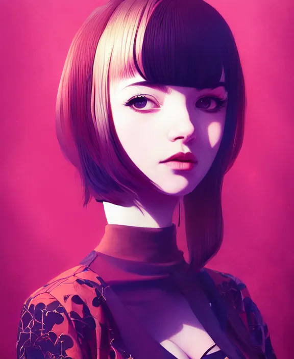 Image similar to a beautiful young british alternative music singer. optical illusion art by ilya kuvshinov lois van baarle ross tran range murata artgerm katsuhiro otomo norman rockwell. highly detailed intricately sharp focus mystically trending deviantart, pinterest, vogue italia, unreal engine 5, 4 k uhd image